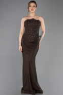 Abendkleid Lang Spitze Braun ABU6207