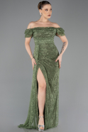 Standesamtkleid Lang Spitze Khaki ABU5728