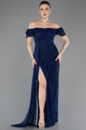 Standesamtkleid Lang Spitze Marineblau ABU5728