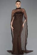 Abendkleid Lang Spitze Braun ABU5739