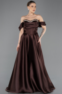 Abendkleid in Übergröße Lang Satin Braun ABU5726