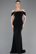 Abendkleid im Meerjungfrau-Stil Lang Schwarz ABU5740