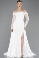 Standesamtkleid Lang Spitze Weiß ABU5723
