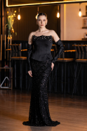 Abendkleid Lang Schuppig Schwarz ABU5732