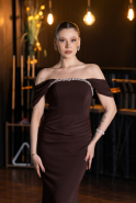 Abendkleid im Meerjungfrau-Stil Lang Braun ABU5740