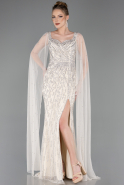 Abendkleid Lang Steinbesetzt Beige ABU5751