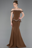 Abendkleid im Meerjungfrau-Stil Lang Braun ABU5758