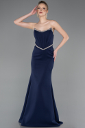 Marineblau Abendkleid Lang ABU5747