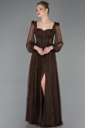 Standesamtkleid Lang Spitze Braun ABU5797