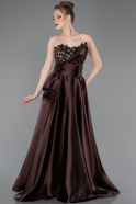 Abendkleid Lang Satin Braun ABU5767