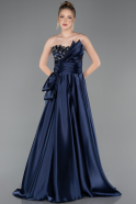Abendkleid Lang Satin Marineblau ABU5767