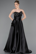 Abendkleid Lang Satin Schwarz ABU5767