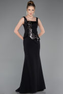Abendkleid im Meerjungfrau-Stil Lang Schwarz ABU5768