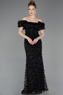 Abendkleid im Meerjungfrau-Stil Lang Schuppig Schwarz ABU5780