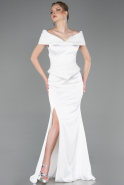 Standesamtkleid Lang Satin Weiß ABU5785