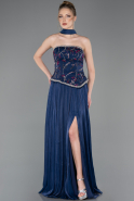 Abendkleid Lang Chiffon Marineblau ABU5786