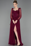 Standesamtkleid Lang Spitze Kirschrot ABU5797