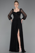 Standesamtkleid Lang Spitze Schwarz ABU5797