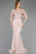 Abendkleid im Meerjungfrau-Stil Lang Spitze Puder ABU5822