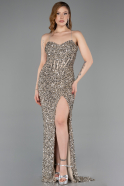 Nerzbraun Abendkleid Schuppig Lang ABU4842