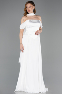 Weiß Abendkleid Chiffon Lang ABU5327