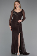 Braun Standesamtkleid Spitze Lang ABU5588