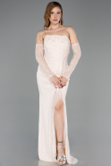 Beige Standesamtkleid Spitze Lang ABU5603