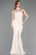 Beige Abendkleid Spitze Lang ABU5686