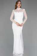 Standesamtkleid Lang Spitze Weiß ABU5823