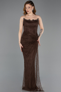 Standesamtkleid Lang Spitze Braun ABU5823