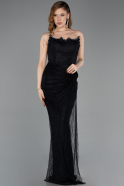 Standesamtkleid Lang Spitze Schwarz ABU5823