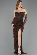 Abendkleid Lang Spitze Braun ABU5770