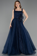 Abendkleid Lang Spitze Marineblau ABU5778