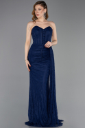 Abschlusskleid Lang Spitze Marineblau ABU5795