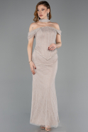 Abendkleid Lang Spitze Nerzbraun ABU6038