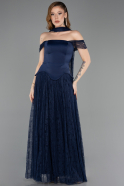 Abendkleid Lang Spitze Marineblau ABU5799