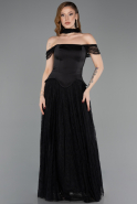 Abendkleid Lang Spitze Schwarz ABU5799
