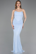 Abendkleid Lang Spitze Eisblau ABU5817