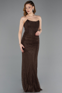 Abendkleid Lang Spitze Braun ABU5817