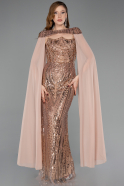 Abendkleid Lang Schuppig Kupfer ABU5828