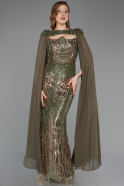 Abendkleid Lang Schuppig Khaki ABU5828