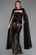 Abendkleid Lang Schuppig Schwarz ABU5828