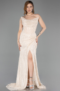 Abendkleid Lang Spitze Beige ABU5771