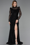 Abendkleid Lang Spitze Schwarz ABU5771