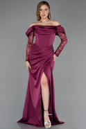 Abendkleid Lang Satin Pflaume ABU5829
