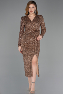 Partykleid Midi Schuppig Kupfer ABK2543
