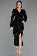 Partykleid Midi Schuppig Schwarz ABK2543