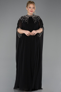 Abendkleid in Übergröße Lang Chiffon Schwarz ABU5845