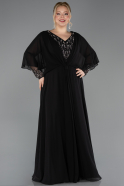 Abendgarderobe in Großen Größen Lang Chiffon Schwarz ABU5850