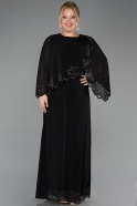 Abendkleid in Übergröße Lang Chiffon Schwarz ABU5852